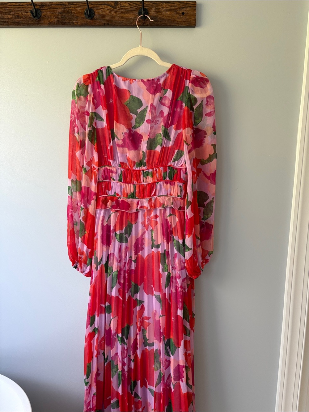 ASOS Red Pink Floral Maxi Dress - Picture 2 of 4